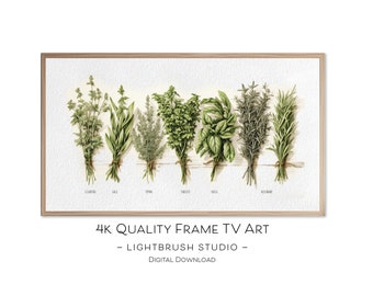 Botanical Illustrations for Samsung Frame TVs, digital watercolor & pencil, botanical nature art for digital display, garden art and herbs