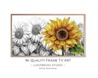 Sunflower Painting for Samsung Frame TVs, 4k, digital painting, sunflower classic flower art for digital display, botanical nature art