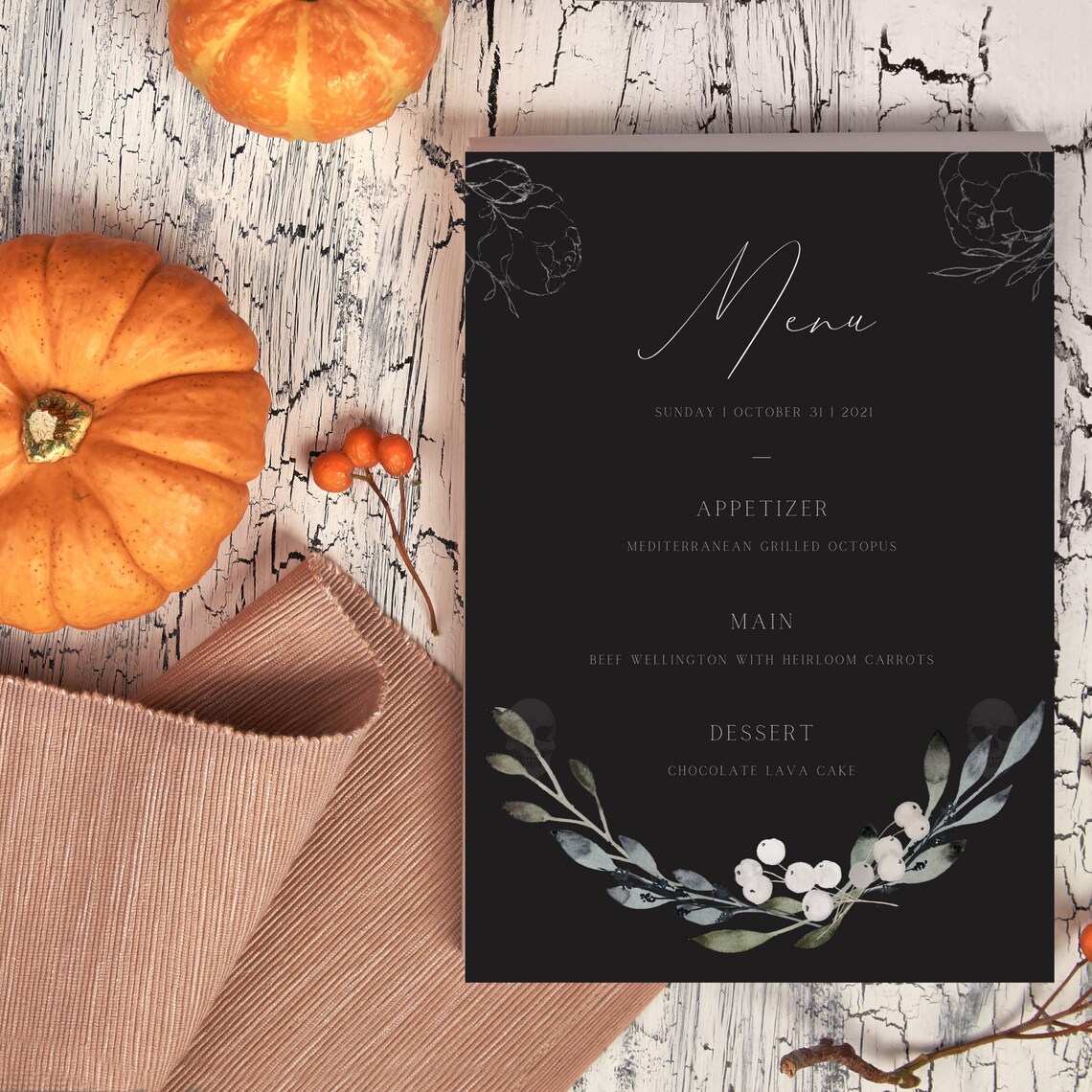 Murder Mystery Menu Minimalist Halloween Party Digital Etsy