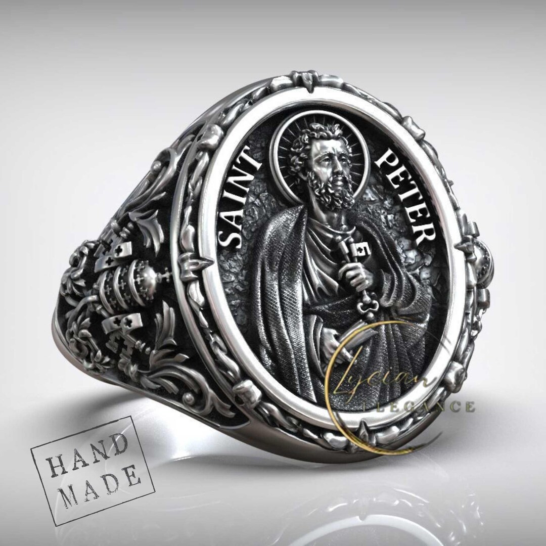 Saint Peter Apostle Ring With Keys of Heaven, Christian Catholic ...