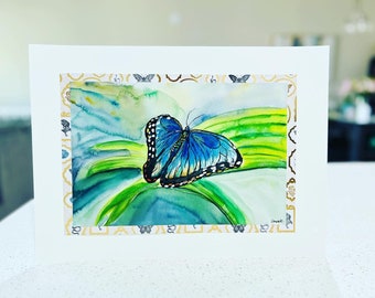 Blue Morph Butterfly- Original Watercolor Painting