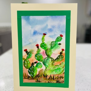 Dancing Cactus- Original Watercolor Painting- 7x10 sizes