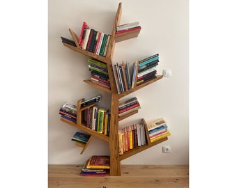 Bookcase "Tree" 2-1 ОАК // Wooden Tree With Natural - Organic Design // Home Decoration //Tree bookshelves, Living Room Shelf, solid wood