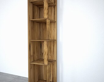 Solid Wood Oak // Bookcase "Live Edge" G1 //Home Decoration // Bookshelves, Living Room Shelf // Storage