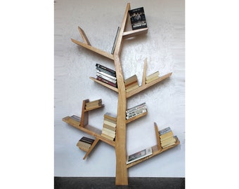 Bookcase "Tree" 2-2 Ash // Wooden Tree With Natural - Organic Design // Home Decoration //Tree bookshelves, Living Room Shelf, solid wood