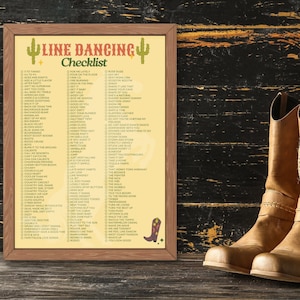 2024* YELLOW LINE DANCING Poster Geschenk || Checkliste || Modern und Traditionell || 2 Größen || Druckbar || Land || Cowboyhut || Cowgirl ||