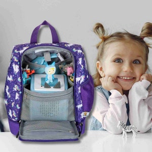 Backpack Kita purple unicorn insulated with extra lunch box compartment suitable for the Toniebox children's travel backpack with many compartments image 3