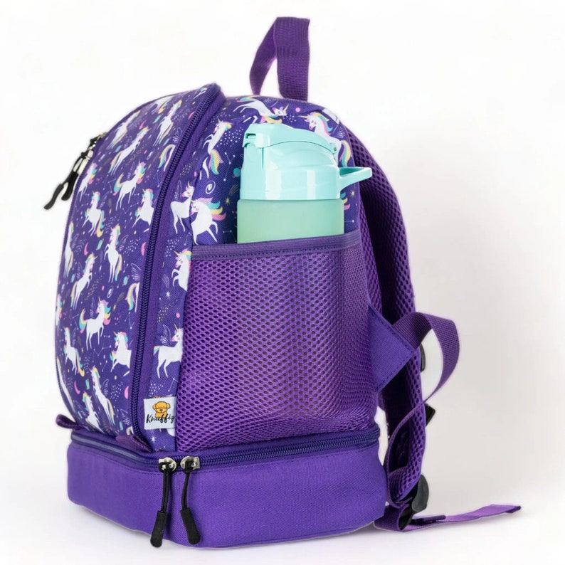 Backpack Kita purple unicorn insulated with extra lunch box compartment suitable for the Toniebox children's travel backpack with many compartments image 6