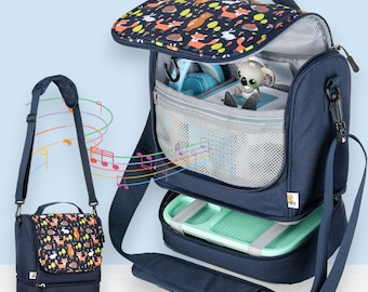 Toniebox-Tasche mit isoliertem Lunchbox-Fach, auch als Kulturbeutel oder Kindergarten-Tasche geeignet, Fox-Design - Geschenk ab 2 Jahren
