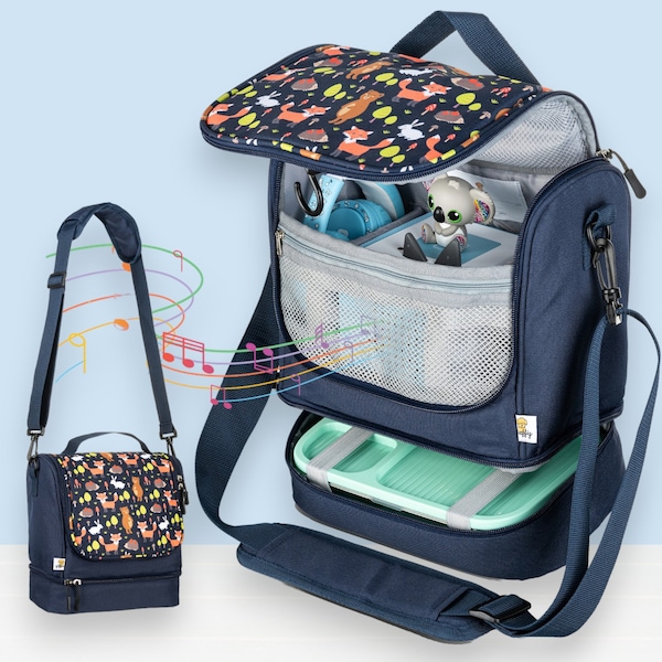 Toniebox-Tasche mit isoliertem Lunchbox-Fach, auch als Kulturbeutel oder Kindergarten-Tasche geeignet, Fox-Design - Geschenk ab 2 Jahren