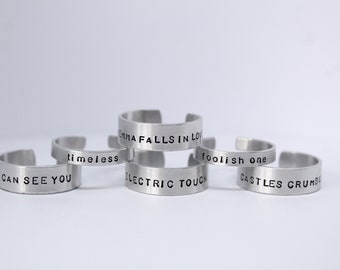 speak now (taylor's version) vault track inspired hand stamped rings