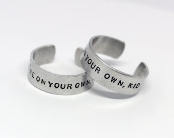 you're on your own, kid (taylor swift inspired) hidden message hand stamped ring