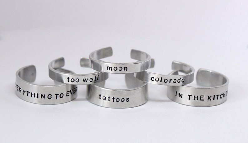 reneé rapp inspired hand stamped rings everything to everyone, snow angel, pretty girls, bruises and more image 2