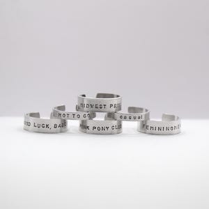 chappell roan inspired hand stamped rings (hot to go, pink pony club and more) image 1