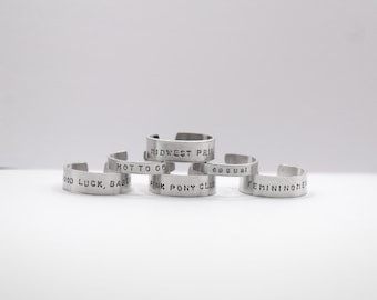 chappell roan inspired hand stamped rings (hot to go, pink pony club and more)