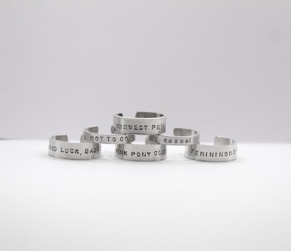 chappell roan inspired hand stamped rings (hot to go, pink pony club and more)