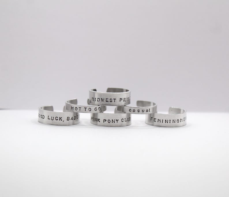 chappell roan inspired hand stamped rings (hot to go, pink pony club and more) image 1