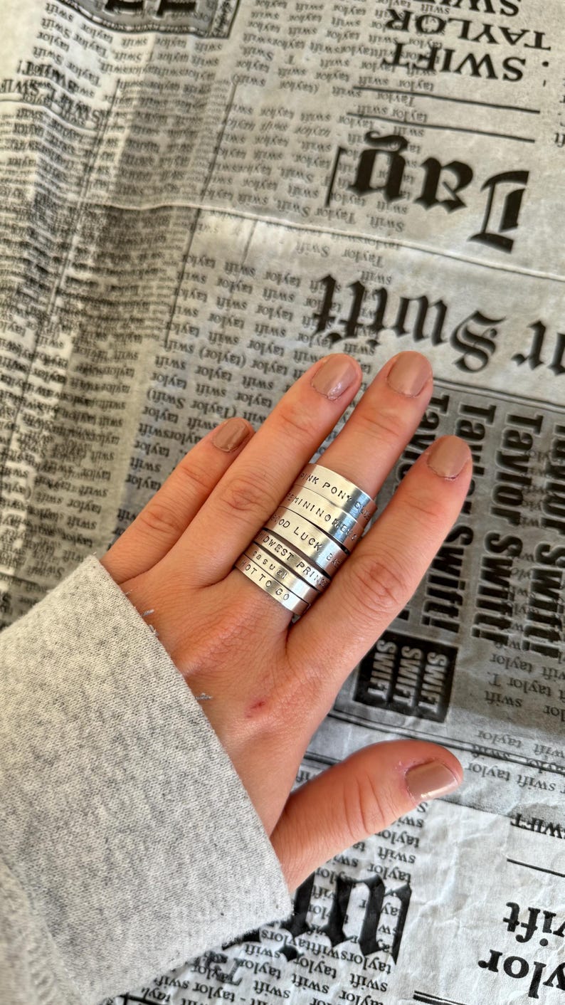 chappell roan inspired hand stamped rings (hot to go, pink pony club and more) image 4