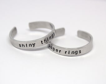 paper rings and shiny things hand stamped duo ring set