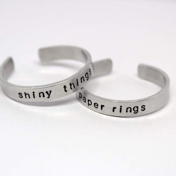 paper rings and shiny things hand stamped duo ring set