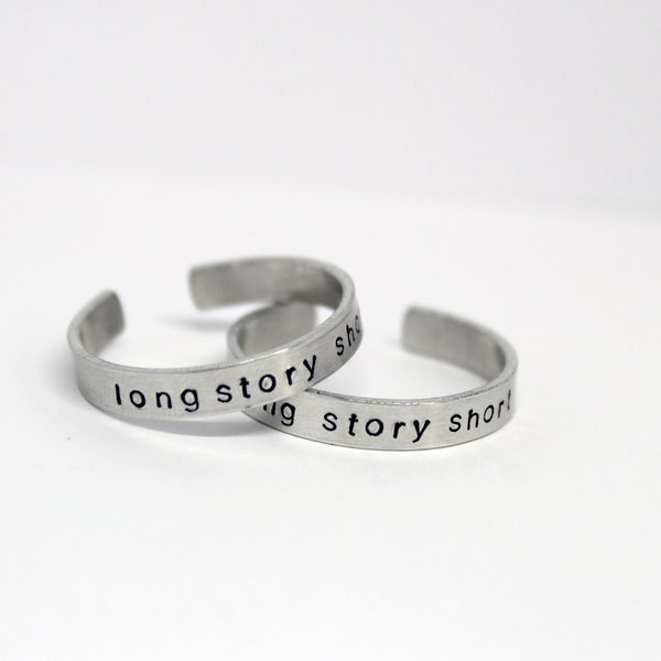 long story short (taylor swift inspired) hidden message hand stamped ring