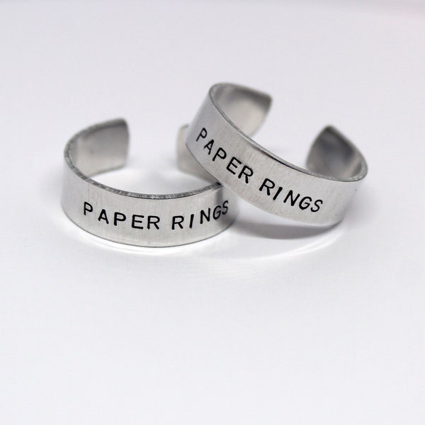 paper rings (taylor swift inspired) hidden message hand stamped ring