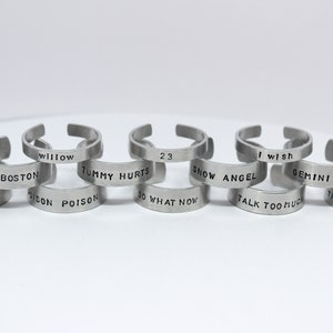 reneé rapp inspired hand stamped rings (everything to everyone, snow angel, pretty girls, bruises and more)