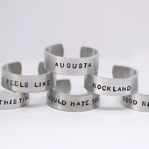 gracie abrams inspired hand stamped rings (good riddance, amelie, feels like, rockland and more)