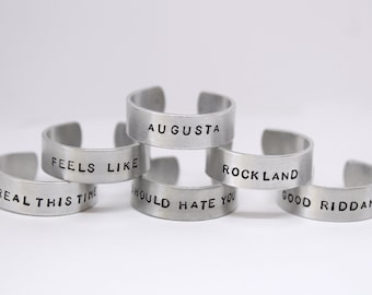 gracie abrams inspired hand stamped rings (good riddance, amelie, feels like, rockland and more)