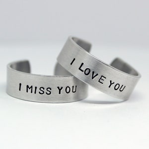 i miss you, i&#39;m sorry (gracie abrams inspired) hand stamped rings