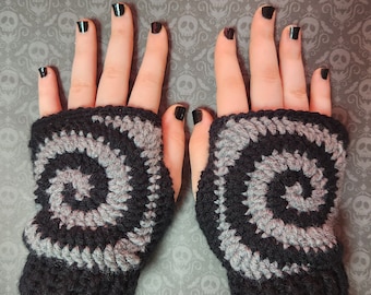 Custom Crochet Swirl Spiral Fingerless Gloves