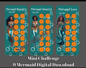 9 Mermaid Melanin Savings Challenge Brown Skin digital download