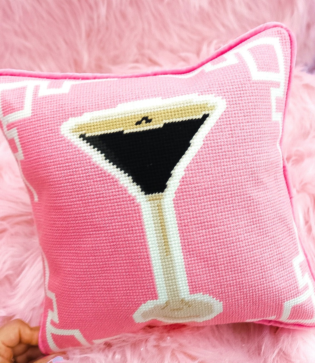 Mixed Drinks Needlepoint Pillow