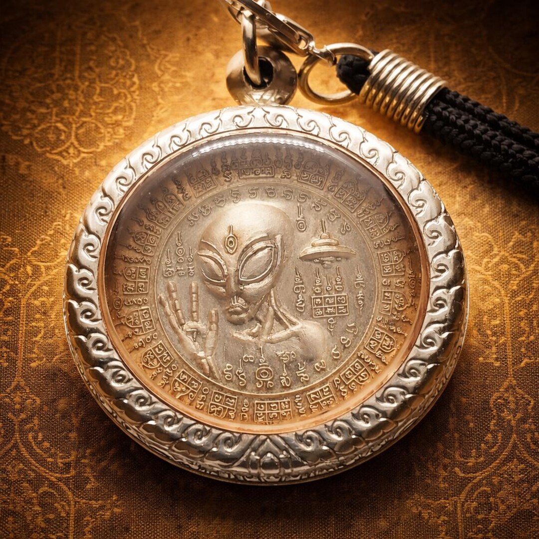 Occult Alien Pendant Necklace UFO Amulet Spiritual Protection Charm ...