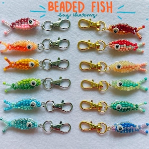 Handmade Beaded Fish Bag Charm | Eccentric Accessory | Beaded Keychain | Beaded Zipper Charm