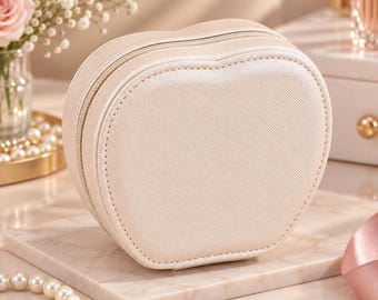Personalised Apple-Shaped Travel Jewellery Box, Portable Organiser Case for Rings Earrings Necklaces, Gift for Her