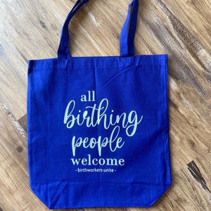 Royal Blue Birthworker Canvas Tote Bag