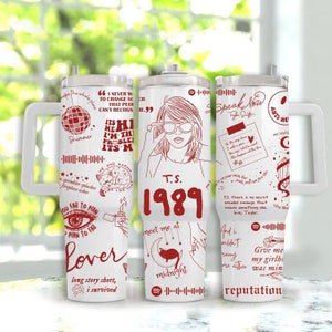 Taylor Swift Tumbler 5 Logos 40oz Tumbler With Handle and Straw 40oz Tumbler  With Handle. TS Eras Tour Red 22-midnight Albums. 