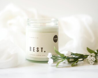 REST. | Handmade Candle | 100% Soy Wax | Clean Scent | Vegan Gift