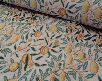 Tapestry Fabric William Morris style Pomegranate on natural  Arts -crafts Era heavyweight 140cms wide sold per metre soft furnishings crafts