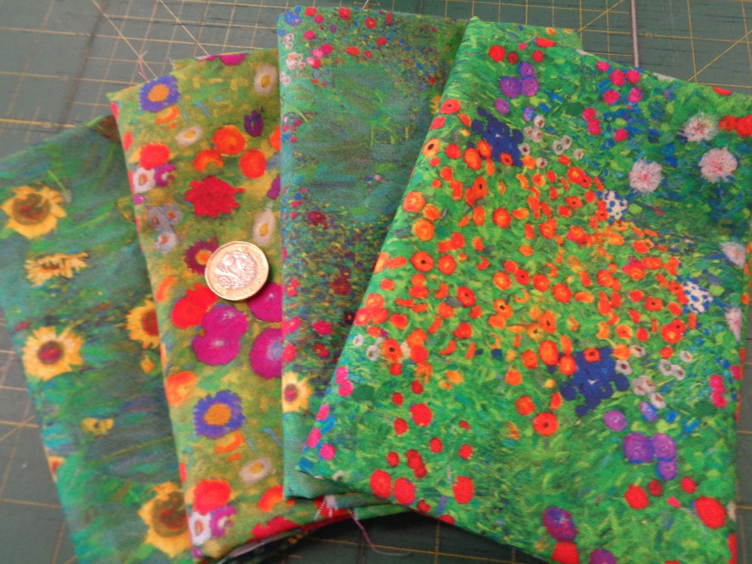Art Impressionists Fabric Flower Garden Klimt Fat Quarter Etsy UK