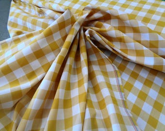 Gingham Fabric  17mm check  YELLOW OCHRE /white  100% cotton yarn dyed oeko-tex quality 145cms wide soft dressmaking per metre