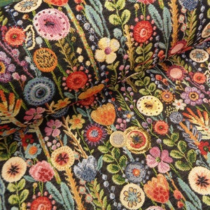 Tapestry Fabric Boho chic floral Black colourway Stunning heavyweight 140cms wide sold per metre soft furnishings crafts
