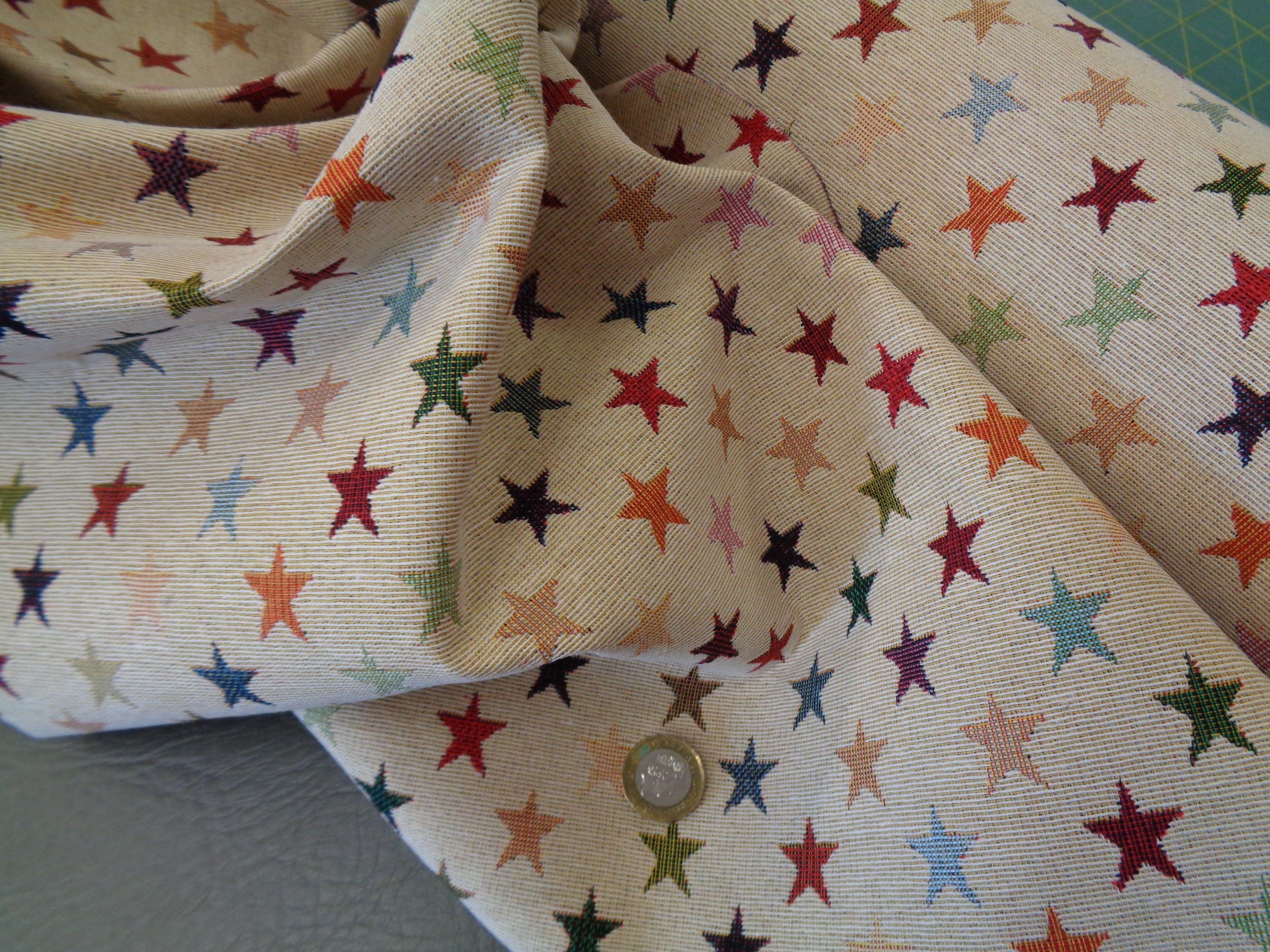 Textile Star Tapestry Fabric Stars Coloured Stars Heavyweight Fabric Soft ...