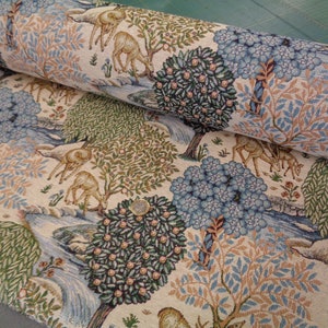 Tapestry Fabric William Morris Style The Brook Deer  Arts /crafts movement  heavyweight 140cms wide sold per metre soft furnishings crafts