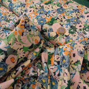 Cotton Dressmaking fabric digital retro vintage floral  soft not stiff lovely for dresses/blouses  150cms wide sold per metre
