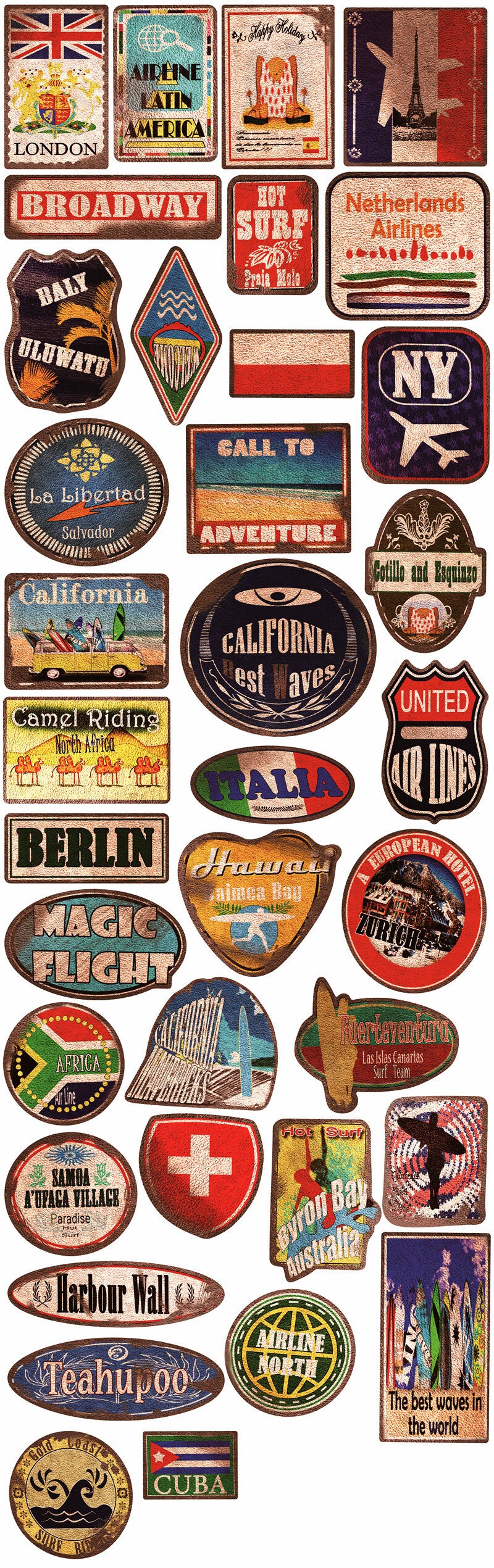 thumbnail image 2 of 100 Piece Travel Sticker Bomb Pack – Matte Finish, DIY Decals For Suitcase, Laptop, Car, Helmet, Skateboard 2 of 3