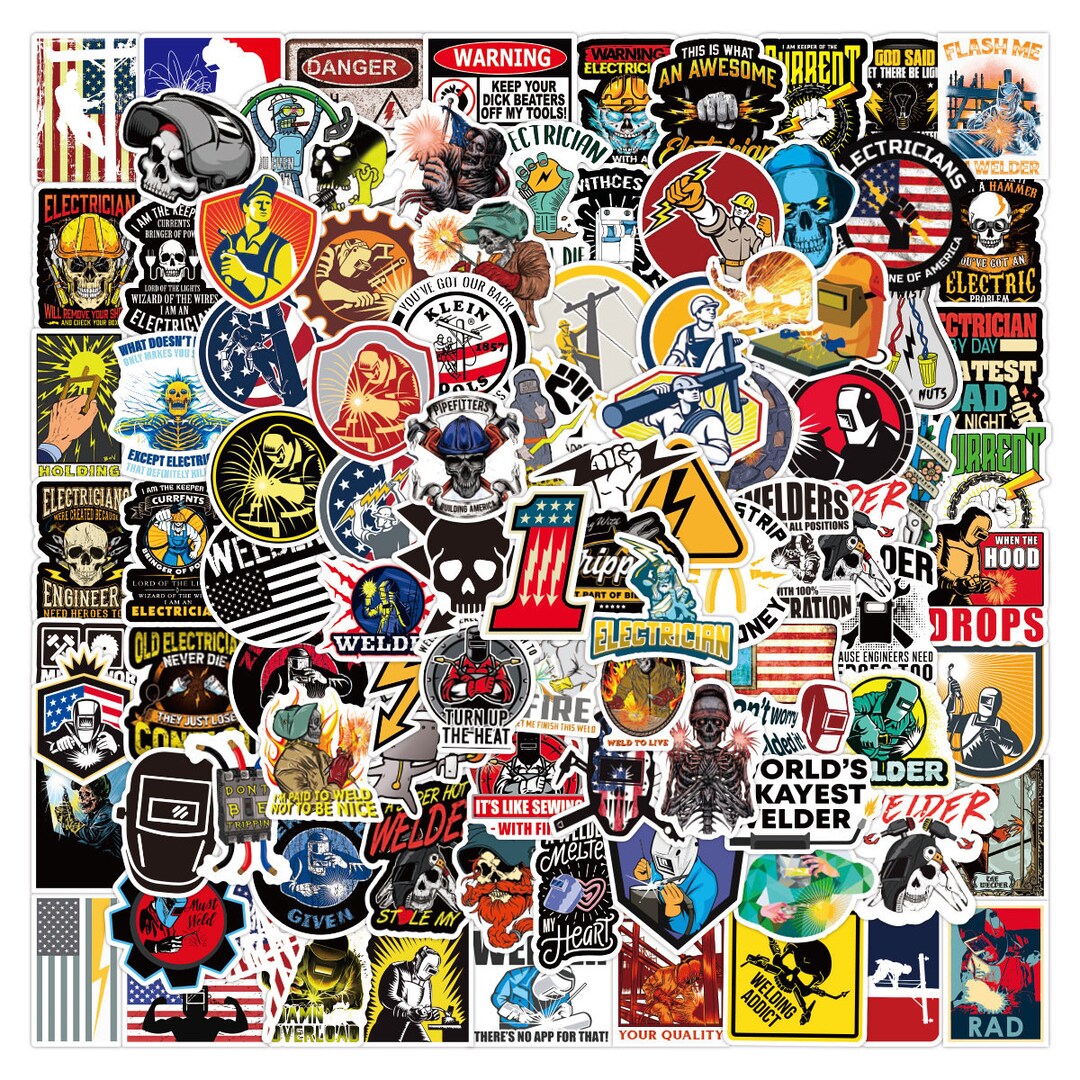 100x Stück Männer Toolbox Elektirker Schweißer Mix Stickerbomb ...