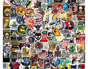 100x Pieces Men Toolbox Electric Welder Mix Stickerbomb - Sticker