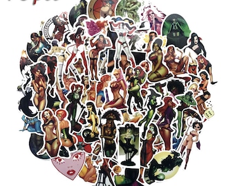 69 Stück Sexy Noughty Cartoon Style Stickerbomb Aufkleber Set Sexy Cartoon Chicks Haloween Style